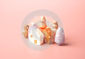 Houses with improvement or replenishment benefits on a pink background.