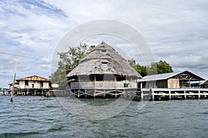 Houses on an island on the lake Sentani