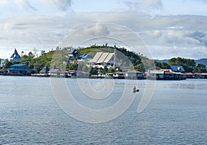 Houses on an island on the lake Sentani