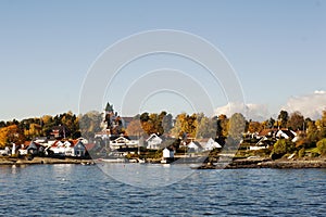 Houses on an island in the Oslo fjord photo
