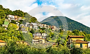 Houses in Marone at Lake Iseo in Italy photo