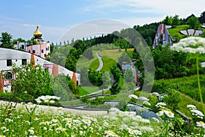 Houses in the meadow photo