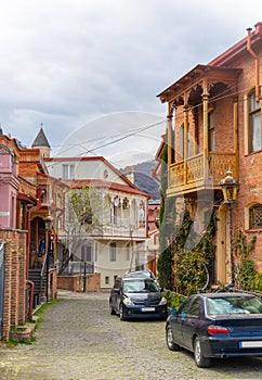 Houses in mediaeval quarter in Tbilisi, Georgia