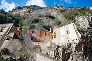 Houses and mountains in Furore, Amalfi Coast, Italy