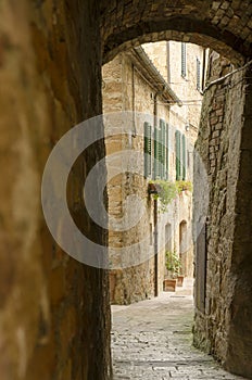 Houses and narrow lanes in Pienza