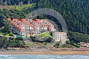 Houses near sea in Urdaibai. Basque Country