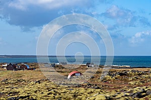 Houses near the water in Iceland