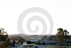 Houses neighbourhood landscape view during sunset time