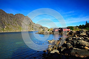 Houses by Norwegian fjord