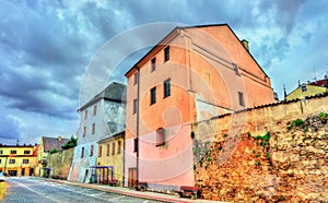 Houses in the old town of Jindrichuv Hradec city, Czech Republic