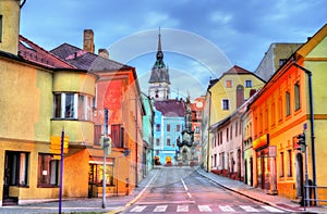 Houses in the old town of Jindrichuv Hradec city, Czech Republic