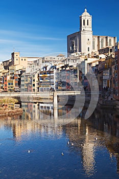 Houses on the Onyar and Cathedral of Girona