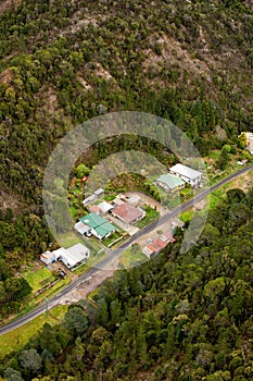 Houses on the outskirts of Queenstown Tasmania