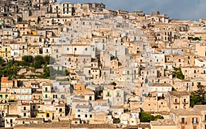 Houses packed in the old town of Modica, in Sicily