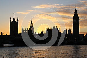 Houses of Parliament and Big Ben London at sunset