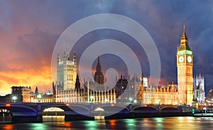 Houses of Parliament at evening, London, UK