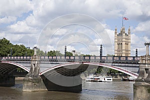 Houses of Parliament and Lambeth Bridge; London