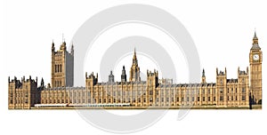 Houses of Parliament in London isolated over white