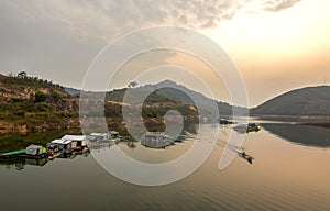 Houses and peaceful life on Lake Nam Ka, Dac Lak, Viet Nam