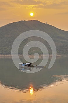 Houses and peaceful life on Lake Nam Ka, Dac Lak, Viet Nam