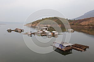 Houses and peaceful life on Lake Nam Ka, Dac Lak, Viet Nam