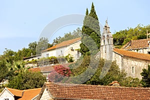 Houses of Perast, Montenegro and flowers