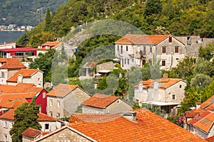 Houses of Perast, Montenegro, high angle view