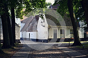 Houses in Princely Beguinage Ten Wijngaerde complex in Bruges, Belgium