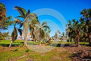 Houses in Punta Gorda Florida damaged by Hurricane Ian