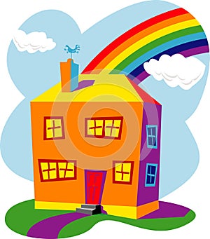 Houses and rainbow