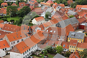 Houses with Red Tile Roof in Birdseye Perspective