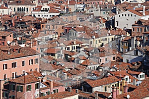 Houses with red-tile roofs and bricks in southern Europe photo