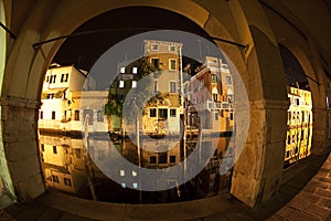 Houses reflection in the canal Vena. Chioggia, Venice, Italy