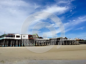 Houses and restaurants on the beach photo