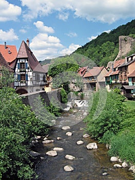 Houses and river in Kaysersberg. photo