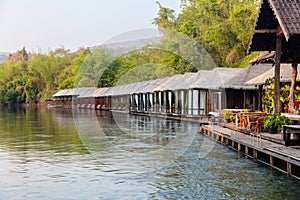 Houses on the River Kwai in Thailand