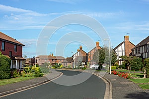 Houses on a road in suburbia photo