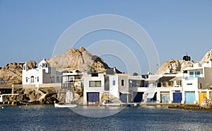 Houses rock cliffs Mediterranean Sea Firop