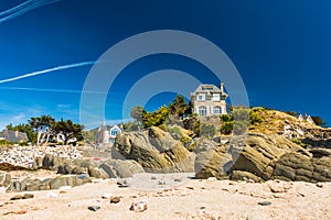 Houses on the rocky beach