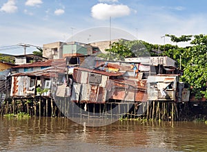 Houses beside the Saigon River, Ho Chi Minh City.