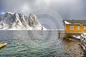Houses in Sakrisoy Village in Northern part of Norway.