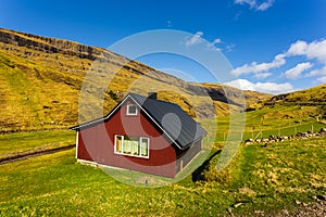 Houses in Saksun village.Faroe Islands, Denmark, Europe