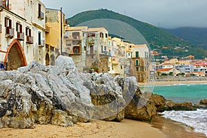 Houses by the sea in Cefalu town