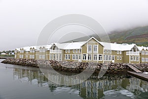 Houses in SiglufjÃ¶rdur, former center of herring fishing in the north of Iceland