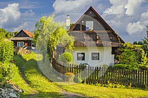 Houses in Snohy settlement with small garden in Polana mountains