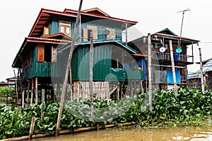Houses on stilts in Inle lake. Myanmar - Burma - Birmania photo