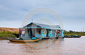 Houses on stilts on Lake Tonle Sap Cambodia
