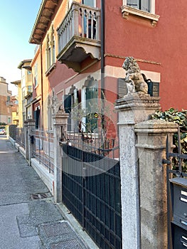 houses on street in Lido di Venezia district photo