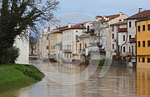 houses submerged during the river overflows following torrential rains and floods