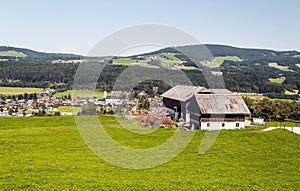 Houses surrounded by meadows